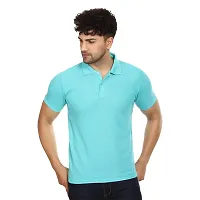 SMAN Men's Polo T-Shirt Regular Fit Polyester Half Sleeve Multicolour with Aqua Without Pocket Combo Pack of 2 (Aqua  Black, 2XL)-thumb4