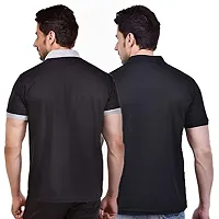 SMAN Men's Polo T-Shirt Regular Fit Polyester Half Sleeve Contrast Colour Combo Pack of 2 (Black  Black, 3XL)-thumb1