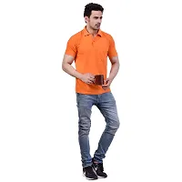 SMAN Men's Polo T-Shirt Regular Fit Polyester Half Sleeve Multicolour with Grey with Pocket Combo Pack of 2 (Orange  Grey, 2XL)-thumb3