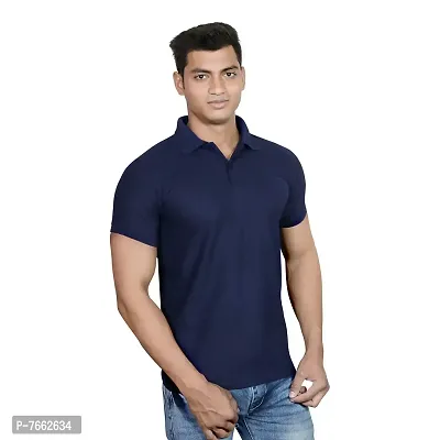 SMAN Men's Solid Polo T-Shirt Slim Fit, Half Sleeve Bottom Neck Collar for Causal and Daily use Combo Pack of 2-thumb2