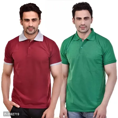 SMAN Men's Polo T-Shirt Regular Fit Polyester Half Sleeve Combo Pack of 2