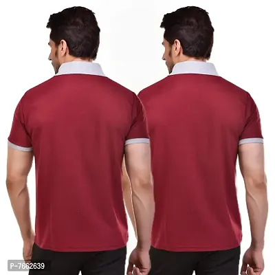 SMAN Men's Polo T-Shirt Regular Fit Polyester Half Sleeve Combo Pack of 2 (Maroon  Maroon, XL)-thumb2