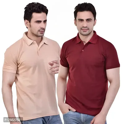 SMAN Men's Polo Regular Fit, Half Sleeve, T-Shirt Combo Pack of 2 | Multicolor |
