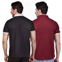 SMAN Men's Polo T-Shirt Regular Fit Polyester Half Sleeve Contrast Colour Combo Pack of 2 (Black  Maroon, 3XL)-thumb1