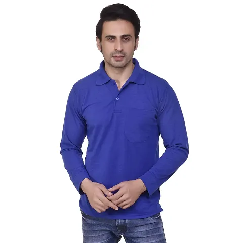 SMAN Stylish Men's Regular Fit Collared Full Sleeve Polo T-Shirt Real Matty Blend with Pocket for Winter (Multicolors)