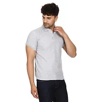 SMAN Men's Polo T-Shirt Regular Fit Polyester Half Sleeve Multicolour with Grey Without Pocket Combo Pack of 2 (Grey  Black, XL)-thumb2