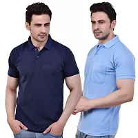 SMAN Stylish Men's Regular fit Half Sleeve Polyester Polo T-Shirt Combo Pack of 2-thumb1