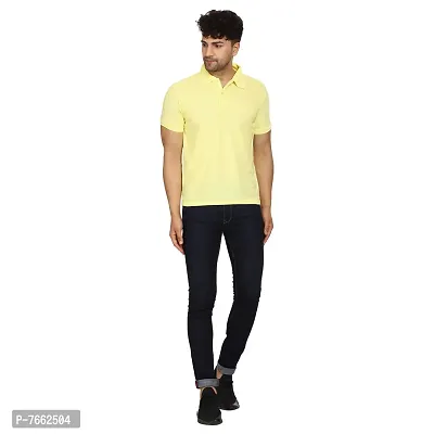 SMAN Men's Polo T-Shirt Regular Fit Polyester Half Sleeve Multicolour with Lemon Without Pocket Combo Pack of 2 (Lemon  Aqua, XL)-thumb3