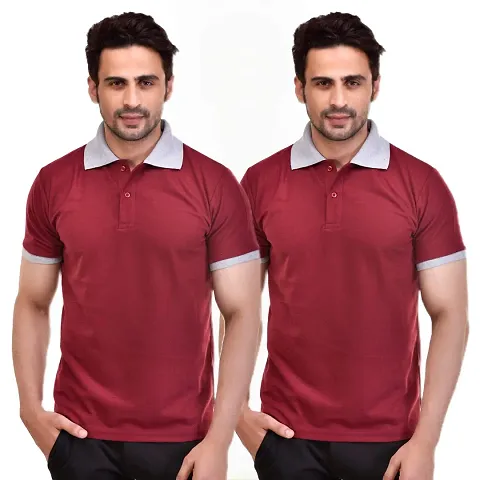 SMAN Men's Polo T-Shirt Regular Fit Polyester Half Sleeve Combo Pack of 2