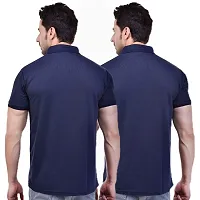 SMAN Men's Polo Regular Fit Half Sleeve Polyester T-Shirt with Side Pocket Combo Pack of 2 | Multicolor | (Medium, Navy Blue)-thumb1