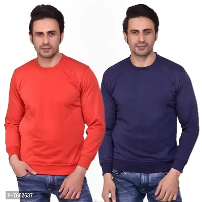 SMAN Round Neck Full Sleeve Men's Sweatshirt for Winter Combos Pack of 2 (Multi Colors)