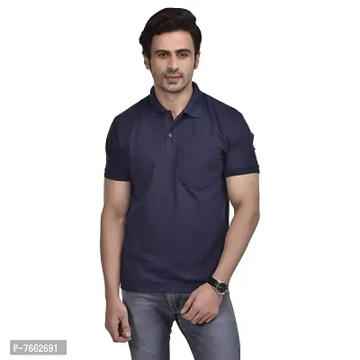 SMAN Men's Polo T-Shirt Regular fit, Polyester, Half Sleeve, with Pocket Combo Pack of 2 | Navy-Blue, Black |-thumb3