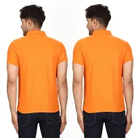 SMAN Men's Polo T-Shirt Regular Fit Polyester Half Sleeve Multicolour with Orange Without Pocket Combo Pack of 2 (Orange  Orange, 2XL)-thumb1