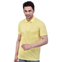 SMAN Men's Polo Regular Fit Half Sleeve Polyester T-Shirt with Side Pocket Combo Pack of 2 | Multicolor | (Medium, Yellow)-thumb2