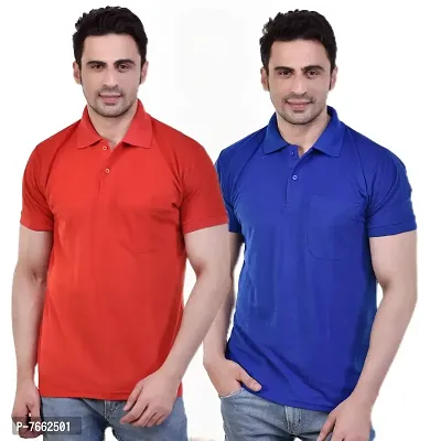 SMAN Stylish Men's Regular fit Half Sleeve Polyester Polo T-Shirt Combo Pack of 2