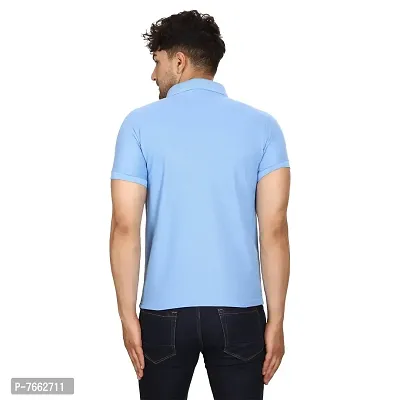 SMAN Men's Polo T-Shirt Regular Fit Polyester Half Sleeve Multicolor Without Pocket Combo Pack of 2 (SkyBlue  Aqua, M)-thumb5