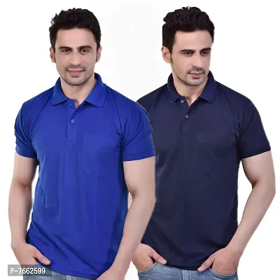 SMAN Men's Polo T-Shirt Regular fit Polyester Half Sleeve with Pocket Combo Pack of 2