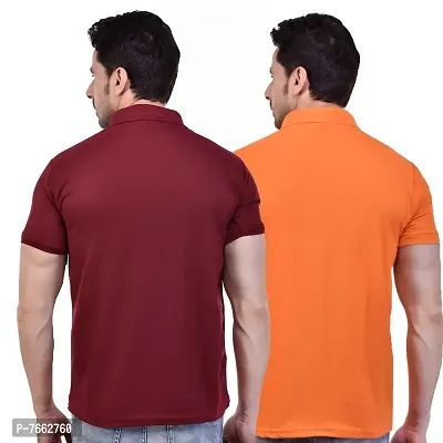 SMAN Men's Polo Regular Fit, Half Sleeve, T-Shirt Combo Pack of 2 | Multicolor |-thumb2