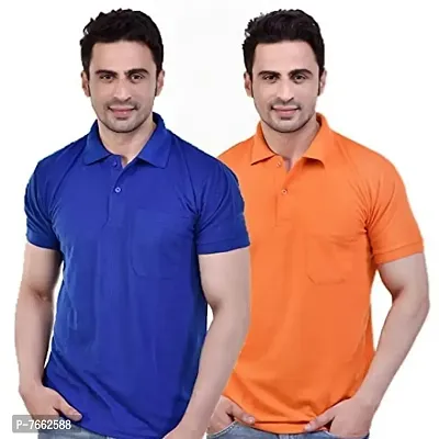 SMAN Men's Polo T-Shirt Regular fit Polyester Half Sleeve with Pocket Combo Pack of 2-thumb0