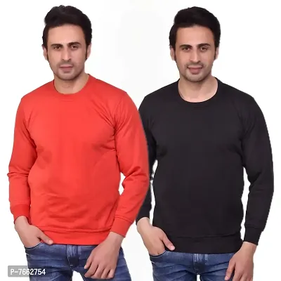 SMAN Round Neck Full Sleeve Men's Sweatshirt for Winter Combos Pack of 2 (Multi Colors)-thumb0