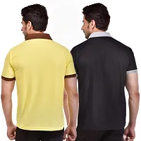 SMAN Men's Polo T-Shirt Regular Fit Polyester Half Sleeve Contrast and Same Colour Combo Pack of 2 (Yellow  Black, XL)-thumb1