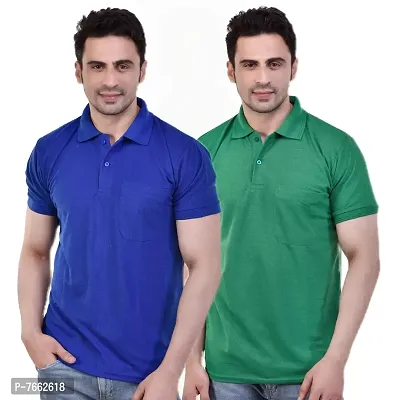 SMAN Men's Polo T-Shirt Regular fit Polyester Half Sleeve with Pocket Combo Pack of 2