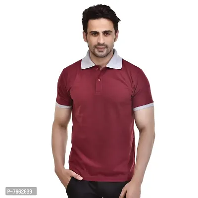 SMAN Men's Polo T-Shirt Regular Fit Polyester Half Sleeve Combo Pack of 2 (Maroon  Maroon, XL)-thumb4