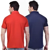 SMAN Men's Regular Fit Polo T Shirt with Half Sleeve and Pocket Combo Pack of 2 | Multi Color |-thumb1