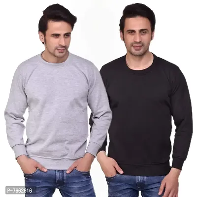 SMAN Round Neck Full Sleeve Men's Sweatshirt for Winter Combos Pack of 2 (Multi Colors)