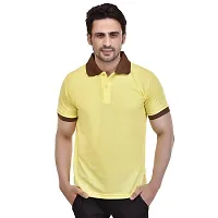 SMAN Men's Polo T-Shirt Regular Fit Polyester Half Sleeve Contrast and Same Colour Combo Pack of 2 (Yellow  Black, XL)-thumb2