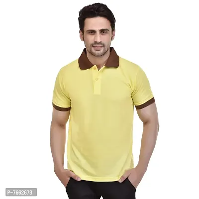 SMAN Men's Polo T-Shirt Regular Fit Polyester Half Sleeve Contrast and Same Colour Combo Pack of 2 (Yellow  Black, XL)-thumb3