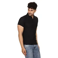 SMAN Men's Polo T-Shirt Regular Fit Polyester Half Sleeve Multicolour with Black Without Pocket Combo Pack of 2 (Black  Grey, XL)-thumb2