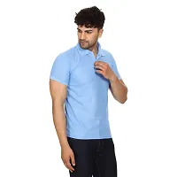 SMAN Men's Polo T-Shirt Regular Fit Polyester Half Sleeve Multicolor Without Pocket Combo Pack of 2 (SkyBlue  Lemon, 2XL)-thumb4