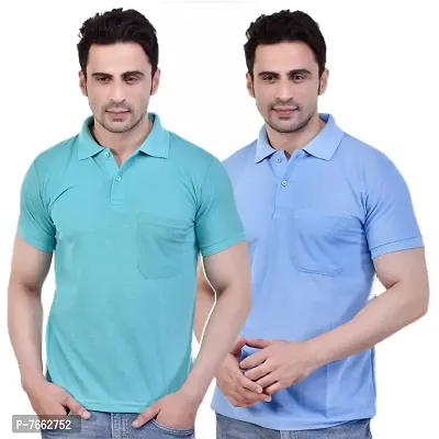SMAN Men's Polo T-Shirt Regular Fit Half Sleeve Multi Color Combo Pack of 2-thumb0