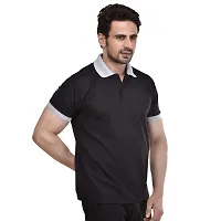 SMAN Men's Polo T-Shirt Regular Fit Polyester Half Sleeve Contrast Colour Combo Pack of 2 (Black  Navy Blue, 3XL)-thumb4