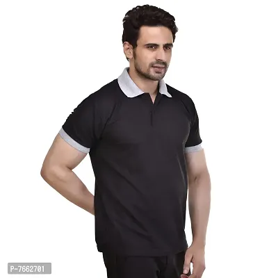 SMAN Men's Polo T-Shirt Regular Fit Polyester Half Sleeve Contrast Colour Combo Pack of 2 (Black  Navy Blue, 3XL)-thumb5