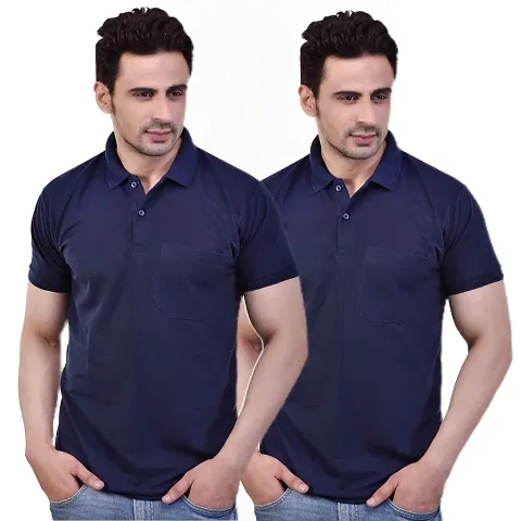 SMAN Men's Polo T-Shirt Regular fit Half Sleeve with Pocket Combo Pack of 2