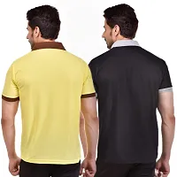 SMAN Men's Polo T-Shirt Regular Fit Polyester Half Sleeve Multi colours of Contrast collar Combo Pack of 2 (Yellow  Black, 2XL)-thumb1