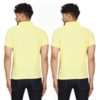 SMAN Men's Polo T-Shirt Regular Fit Polyester Half Sleeve Multicolour with Lemon Without Pocket Combo Pack of 2 (Lemon  Lemon, M)-thumb1