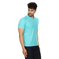 SMAN Men's Polo T-Shirt Regular Fit Polyester Half Sleeve Multicolour with Lemon Without Pocket Combo Pack of 2 (Lemon  Aqua, XL)-thumb3