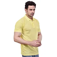 SMAN Men's Polo Regular Fit Half Sleeve Polyester T-Shirt with Side Pocket Combo Pack of 2 | Multicolor | (Medium, Yellow)-thumb3