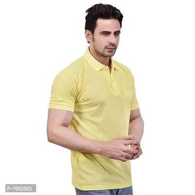 SMAN Men's Polo Regular Fit Half Sleeve Polyester T-Shirt with Side Pocket Combo Pack of 2 | Multicolor | (Medium, Yellow)-thumb4