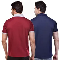 SMAN Men's Polo T-Shirt Regular Fit Polyester Half Sleeve Combo Pack of 2 (Maroon  Navy Blue, M)-thumb1