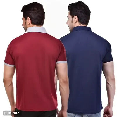 SMAN Men's Polo T-Shirt Regular Fit Polyester Half Sleeve Combo Pack of 2 (Maroon  Navy Blue, M)-thumb2