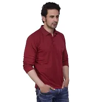 SMAN Stylish Men's Regular Fit Collared Full Sleeve Polo T-Shirt Real Matty Cotton Blend with Pocket for Winter (Multicolors)-thumb2