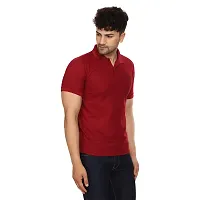 SMAN Men's Polo T-Shirt Regular Fit Polyester Half Sleeve Multicolour with Aqua Without Pocket Combo Pack of 2 (Aqua  Maroon, M)-thumb3