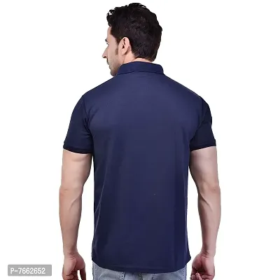 SMAN Men's Polo Regular Fit Half Sleeve Polyester T-Shirt with Side Pocket Combo Pack of 2 | Multicolor | (Medium, Navy Blue)-thumb5