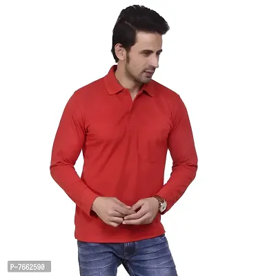 SMAN Stylish Men's Regular Fit Collared Full Sleeve Polo T-Shirt Real Matty Cotton Blend with Pocket for Winter (Multicolors)