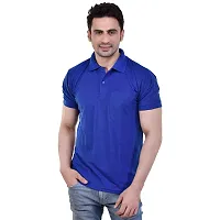 SMAN Men's Polo T-Shirt Regular Fit Polyester Half Sleeve Multicolour with Grey with Pocket Combo Pack of 2 (Royal Blue  Grey, M)-thumb2