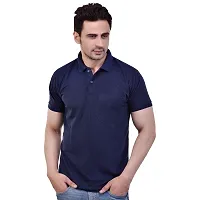 SMAN Men's Polo T-Shirt Regular Fit Polyester Half Sleeve Multicolour with Grey with Pocket Combo Pack of 2 (Navy Blue  Grey, L)-thumb2